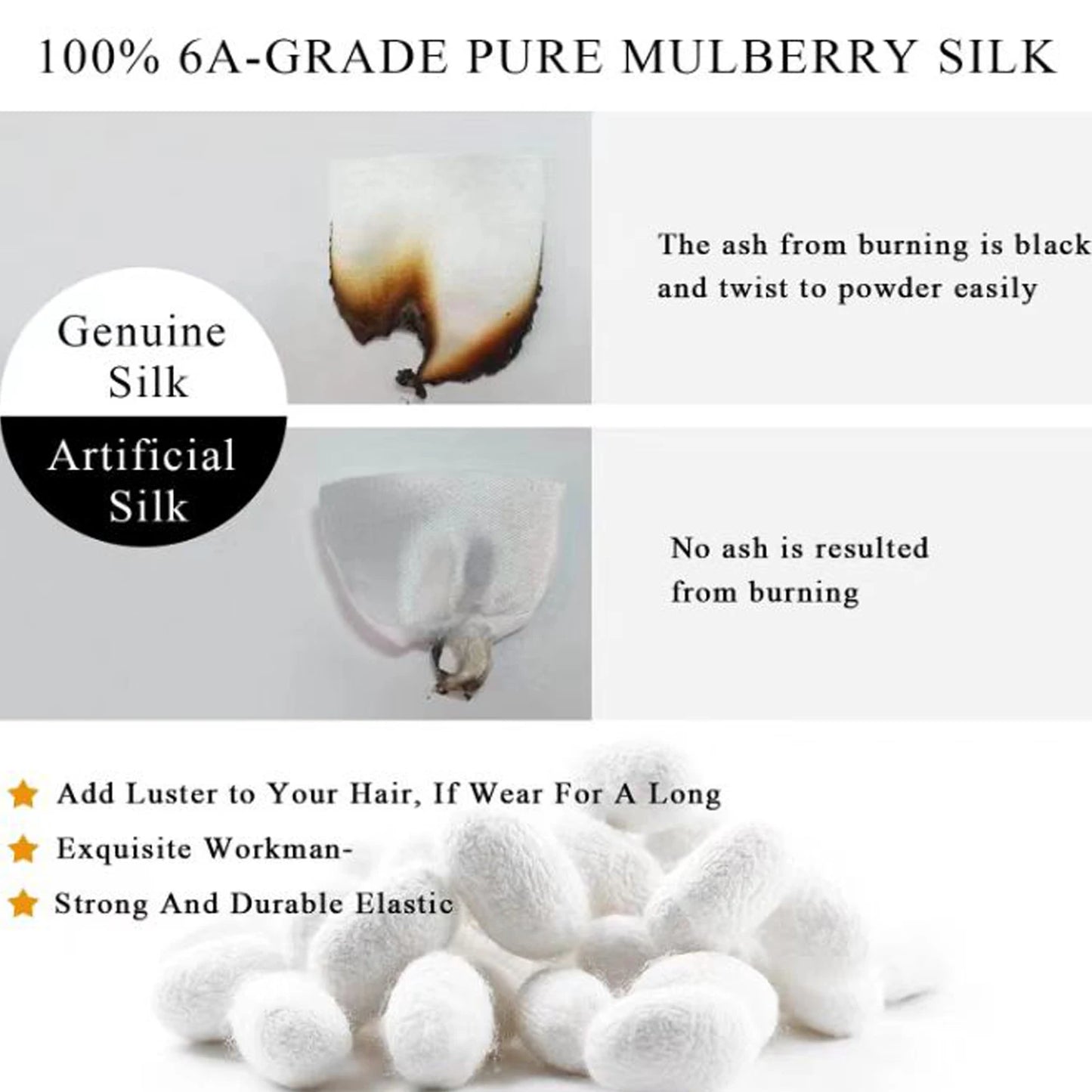100% Pure Mulberry Silk Hair Scrunchies