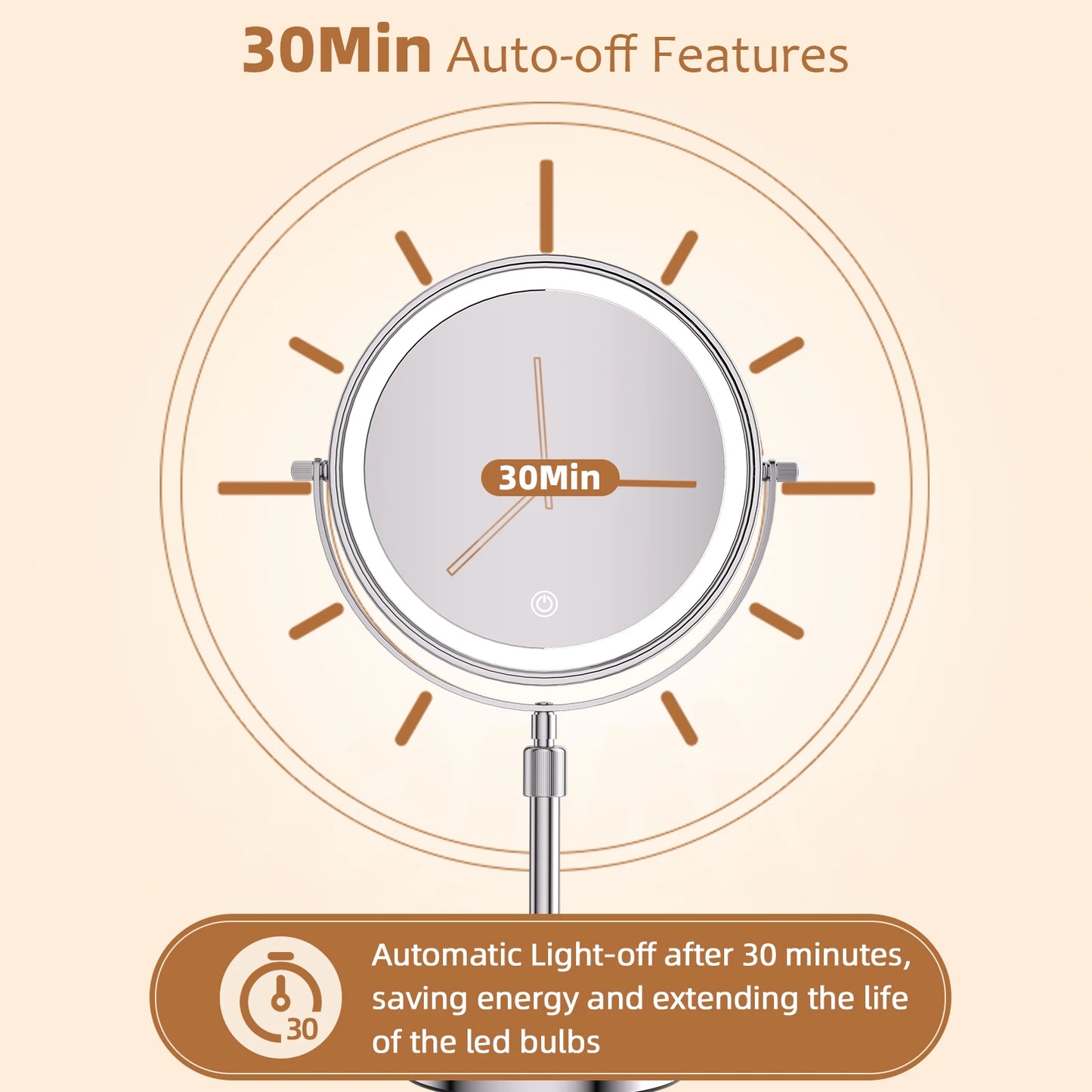 LED Lighted Mirror with 10X Zoom