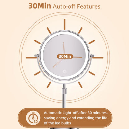 LED Lighted Mirror with 10X Zoom