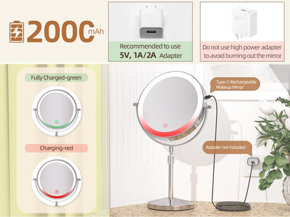 LED Lighted Mirror with 10X Zoom