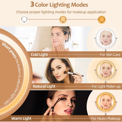 LED Lighted Mirror with 10X Zoom