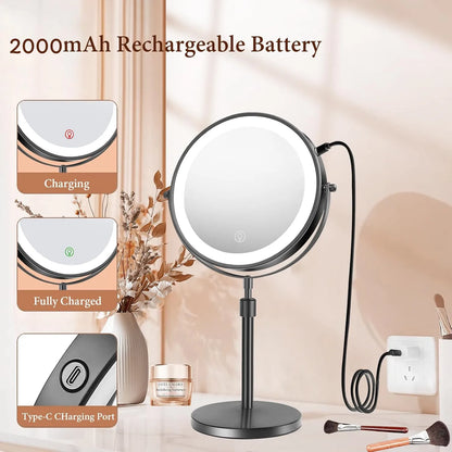 LED Lighted Mirror with 10X Zoom