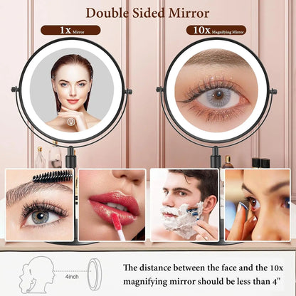LED Lighted Mirror with 10X Zoom