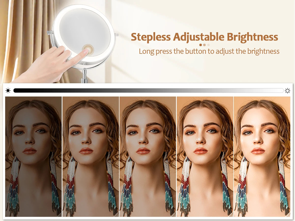 LED Lighted Mirror with 10X Zoom