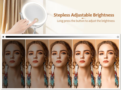 LED Lighted Mirror with 10X Zoom