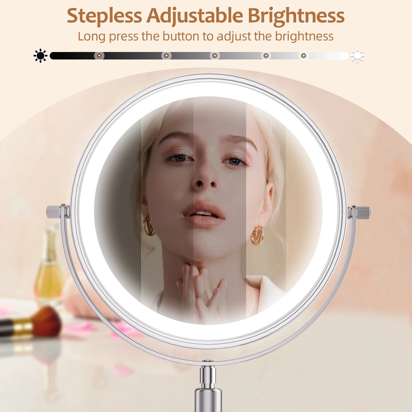 LED Lighted Mirror with 10X Zoom