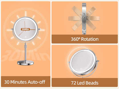LED Lighted Mirror with 10X Zoom